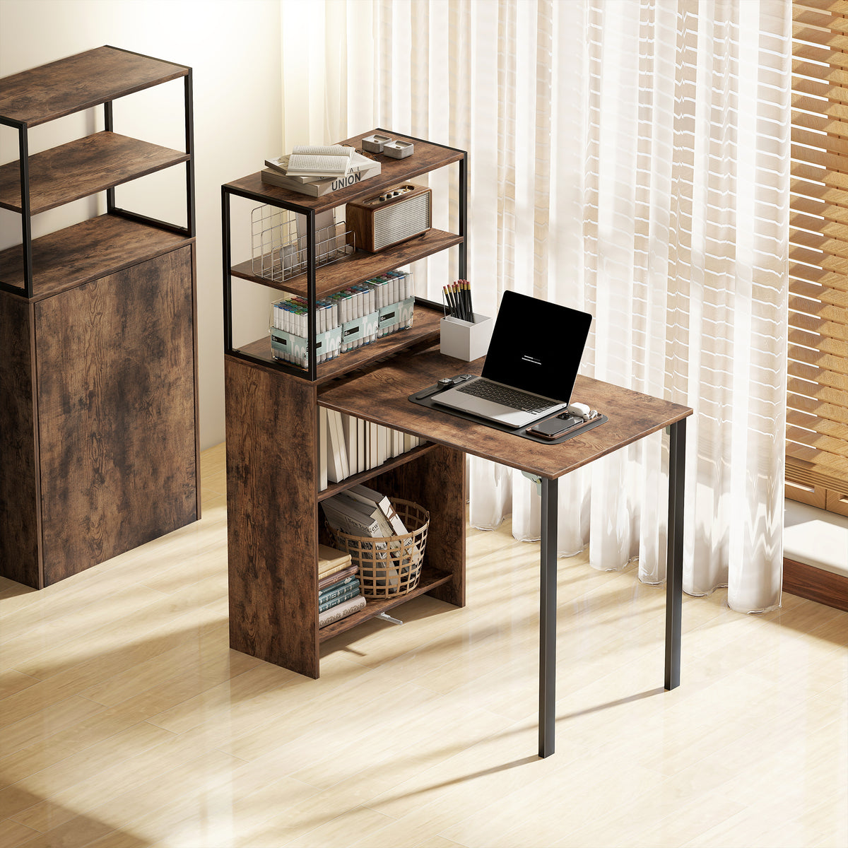 Folding Desk with Shelves