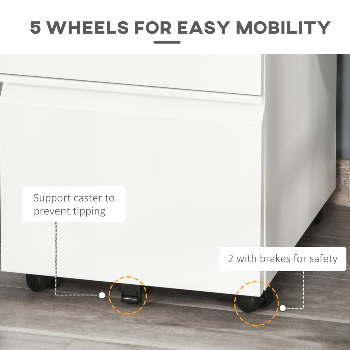 Mobile Steel Filing Cabinet, White