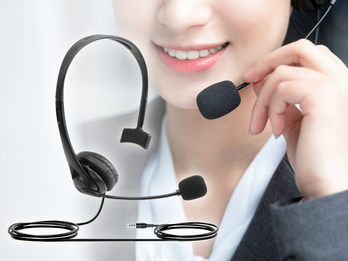 Techancy Auricular Unilateral com Fio 3.5mm TH5232 com Microfone Cancelamento de Ruido para Call Center Escritorio Reunioes e Jogos Compatibel PC Telemovel Consolas-2