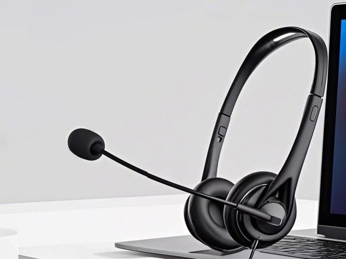Techancy Auricular Binaural com Fio 3.5mm TH5233 com Microfone Cancelamento de Ruido para Call Center Escritorio Reunioes e Jogos Compatibel PC Telemovel Consolas-2