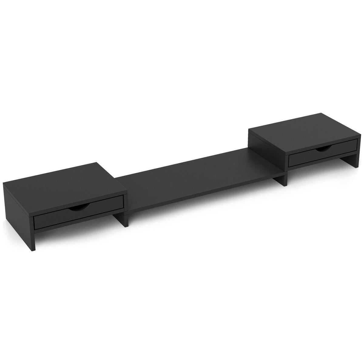 Extendable monitor riser with drawers - view 2