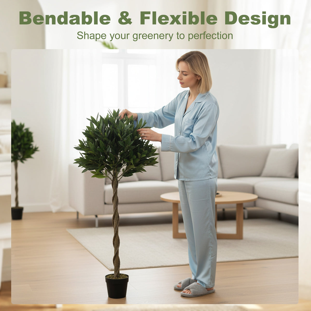 Artificial Bay Laurel Topiary Trees 120cm, Set of 2