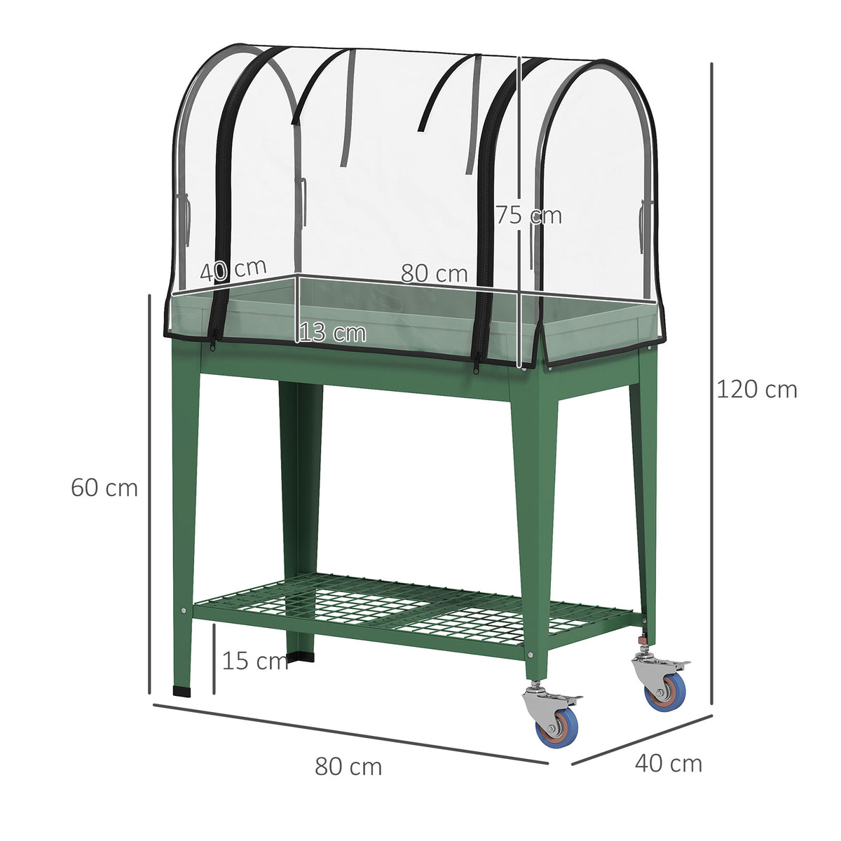 Raised Planter with Greenhouse Cover & Wheels
