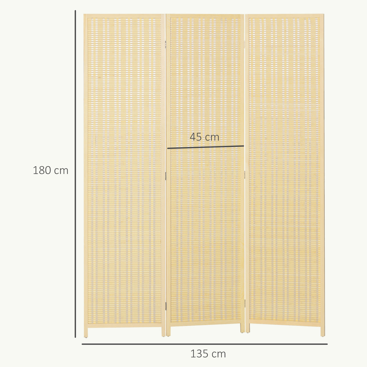 Natural bamboo 3-panel room divider, 135 x 180cm