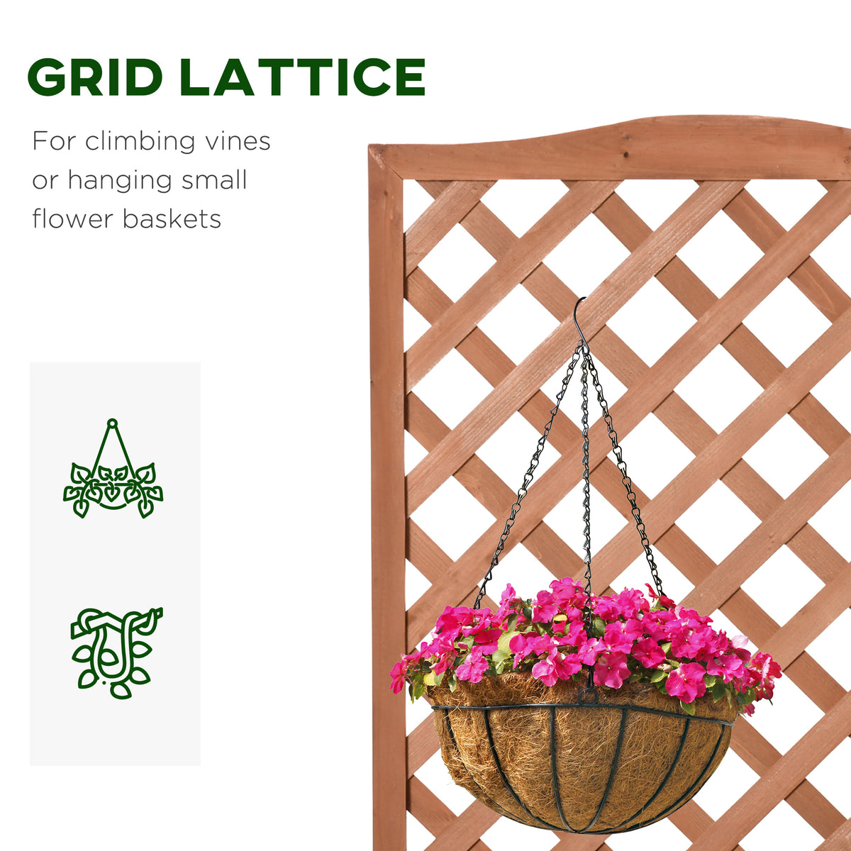 Wooden Planter with Lattice Trellis 170cm