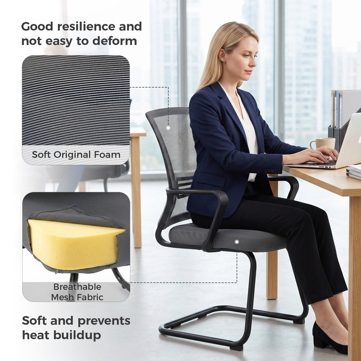Mesh Desk Chair with Sled Base