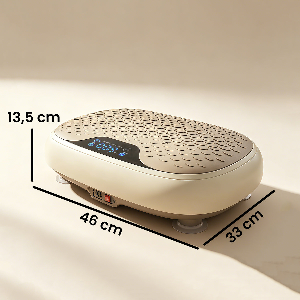 Plateforme Vibrante, 20 Niveaux de Vitesse, 3 Programmes, Écran LED et Télécommande, 46 x 33 x 13,5 cm, Beige-2