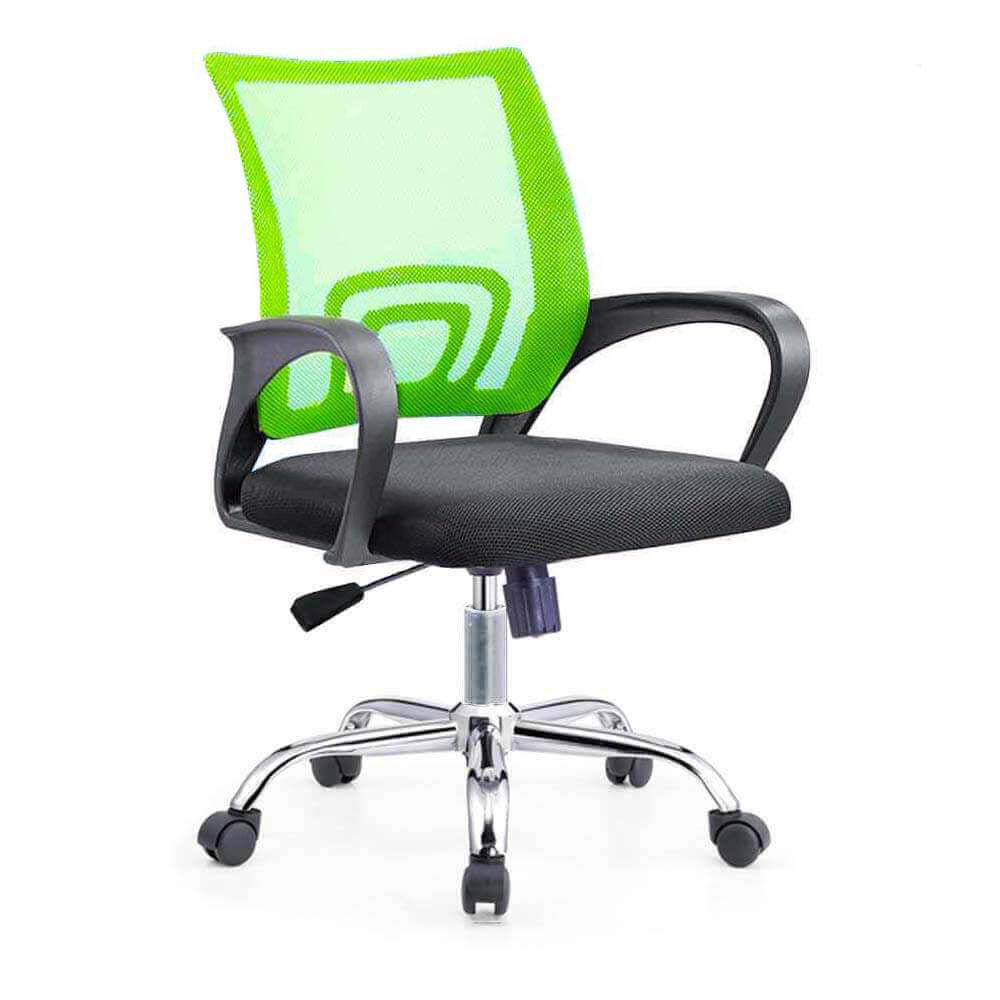 Green swivel mesh office chair with armrests, photo 2