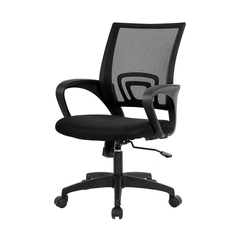 Black swivel mesh office chair - view 2