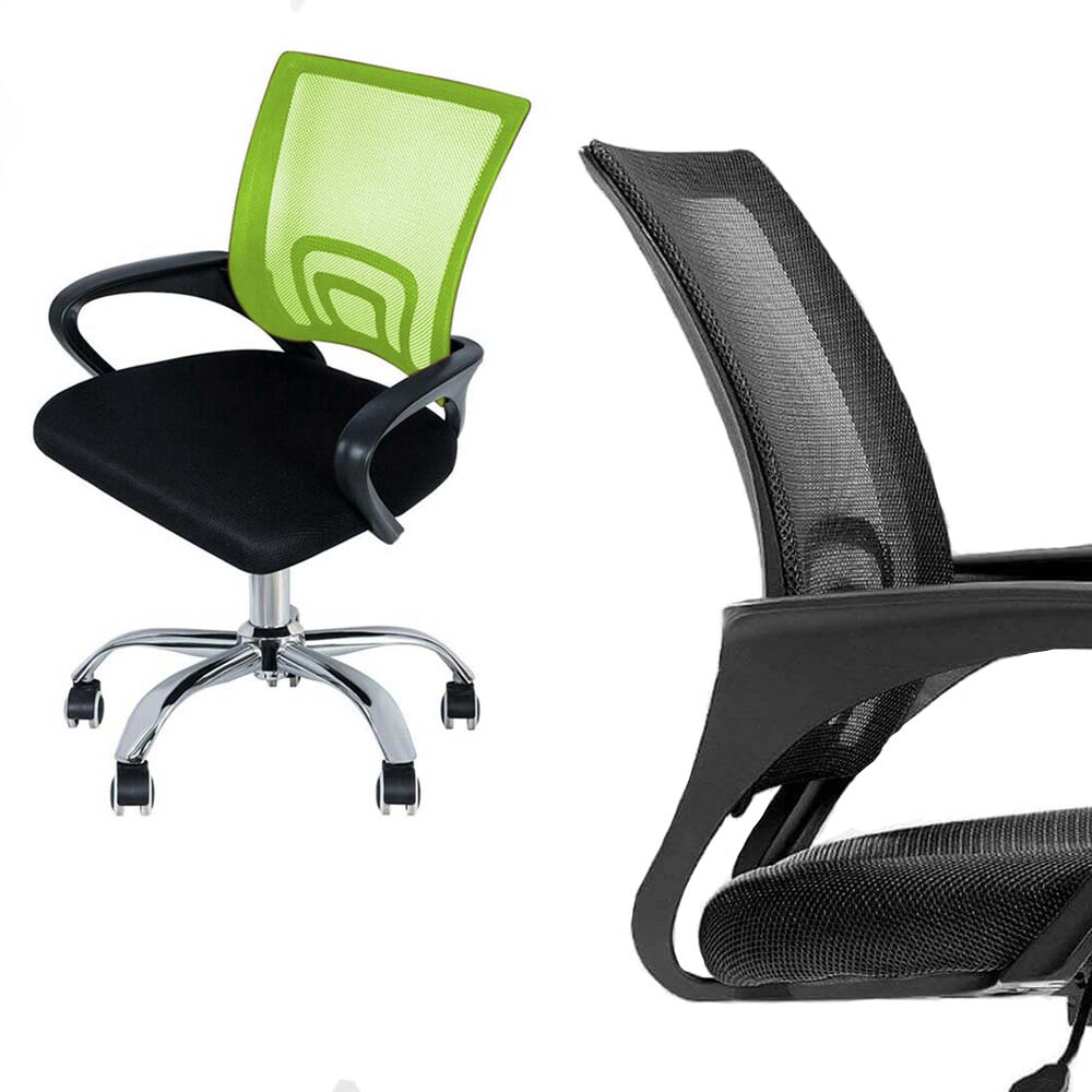 Green swivel mesh office chair with armrests, photo 3