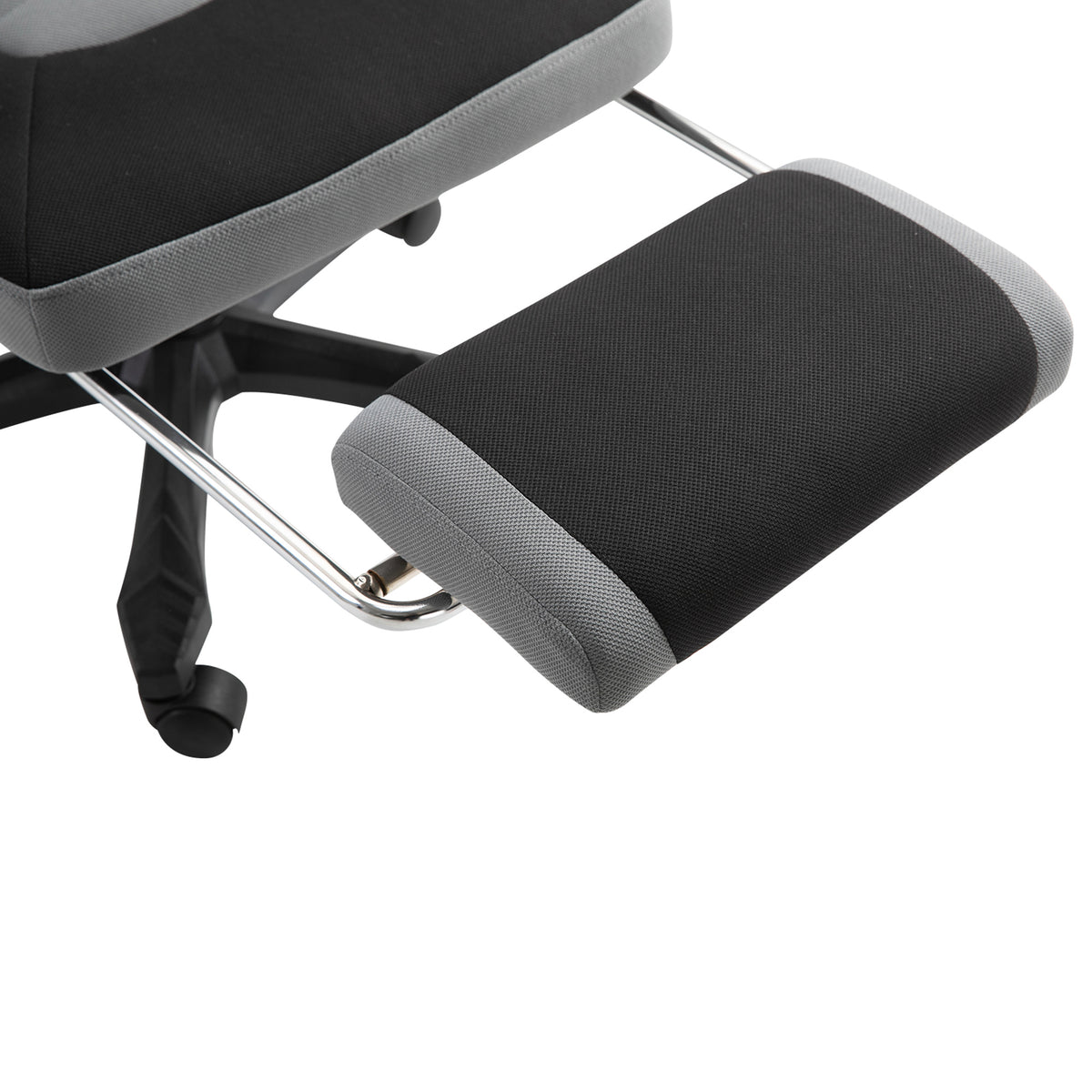 Reclining Mesh Office Chair with Footrest | Height-Adjustable, Grey & Black