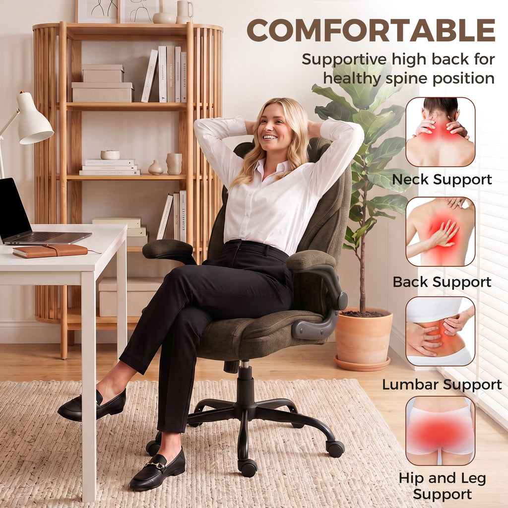 Ergonomic office chair with pocket springs and flip-up armrests