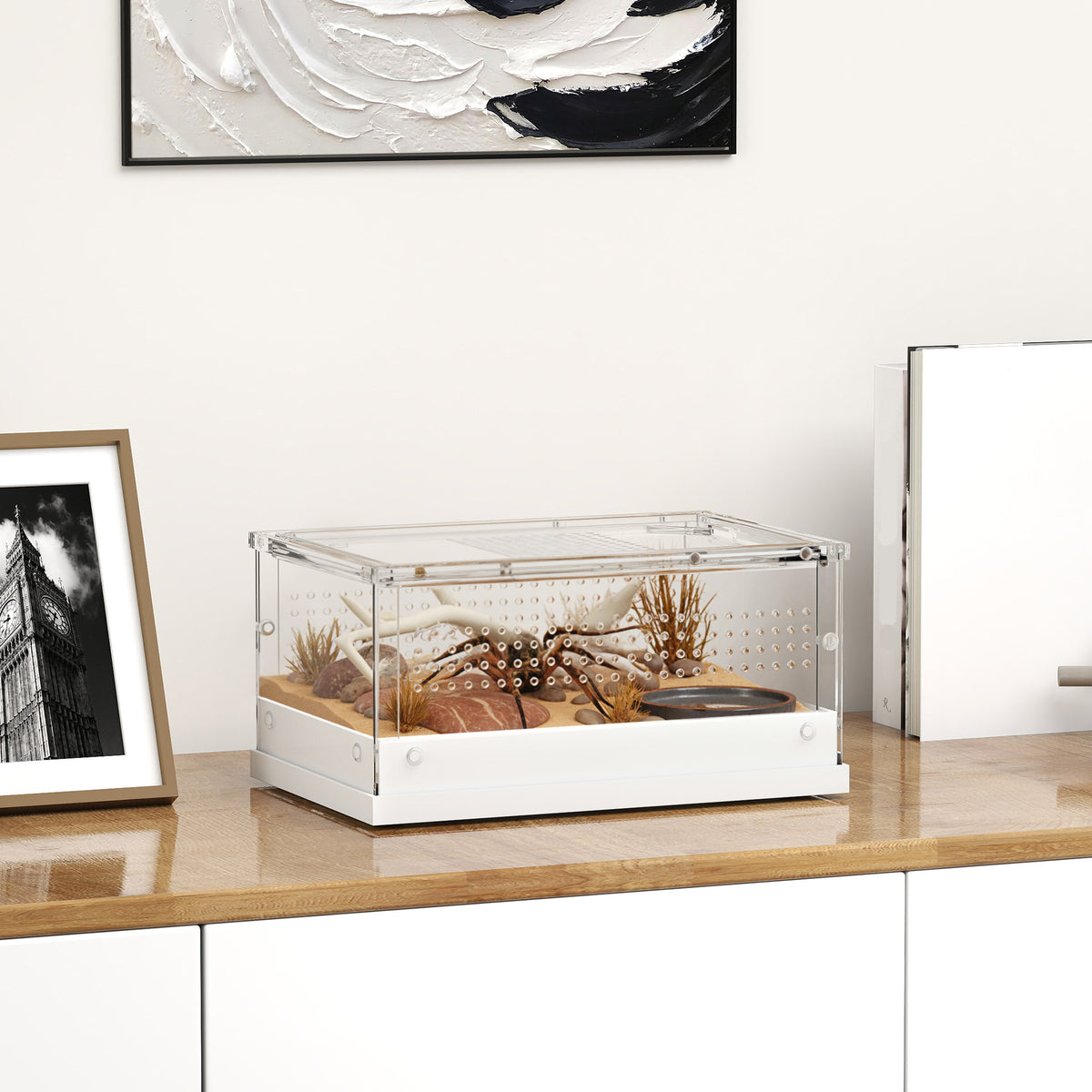 Clear acrylic terrarium with sliding lid