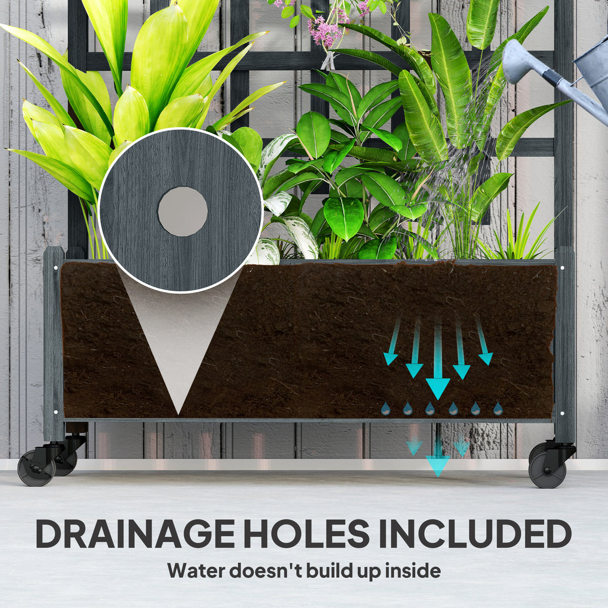Trellis Planter on Wheels 186cm