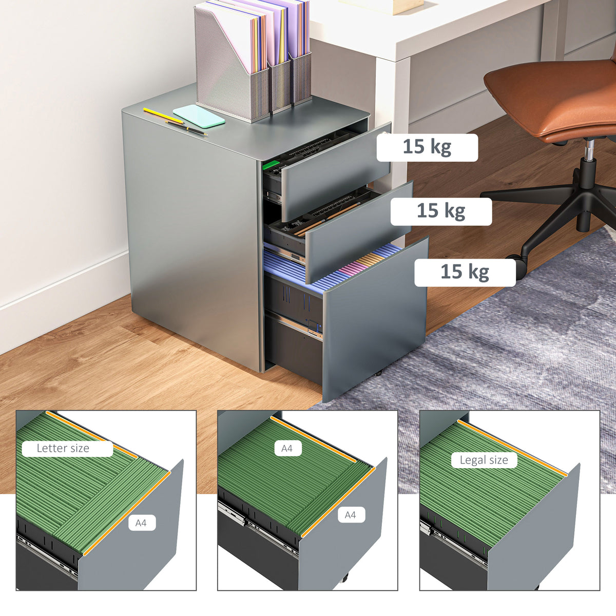 Rolling Steel Filing Cabinet