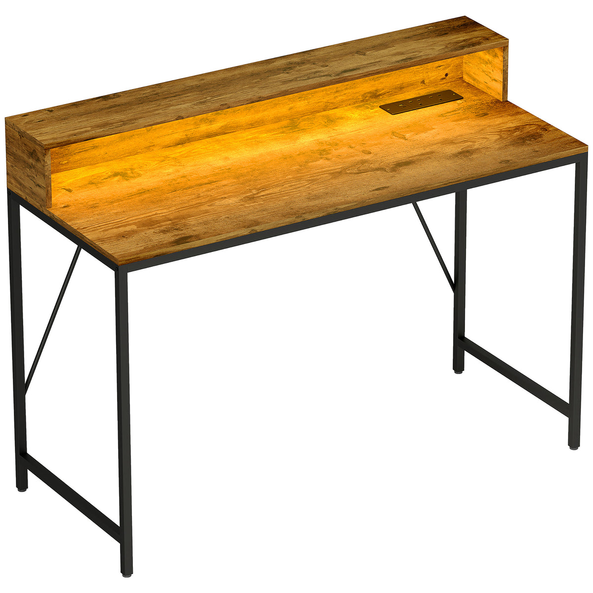 LED Computer Desk with Power Outlets
