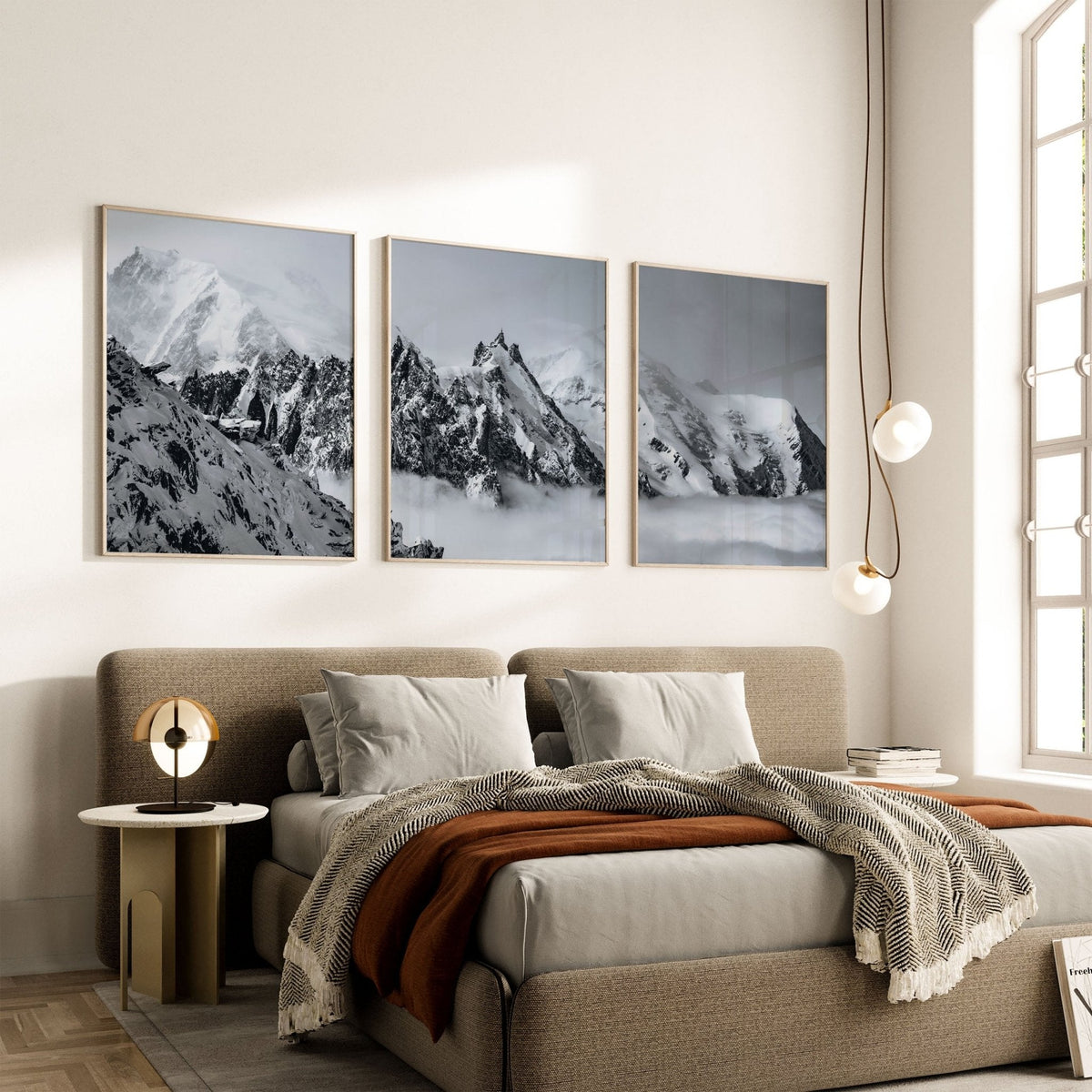 Aiguille du Midi – Chamonix, France (triptych – black & white)