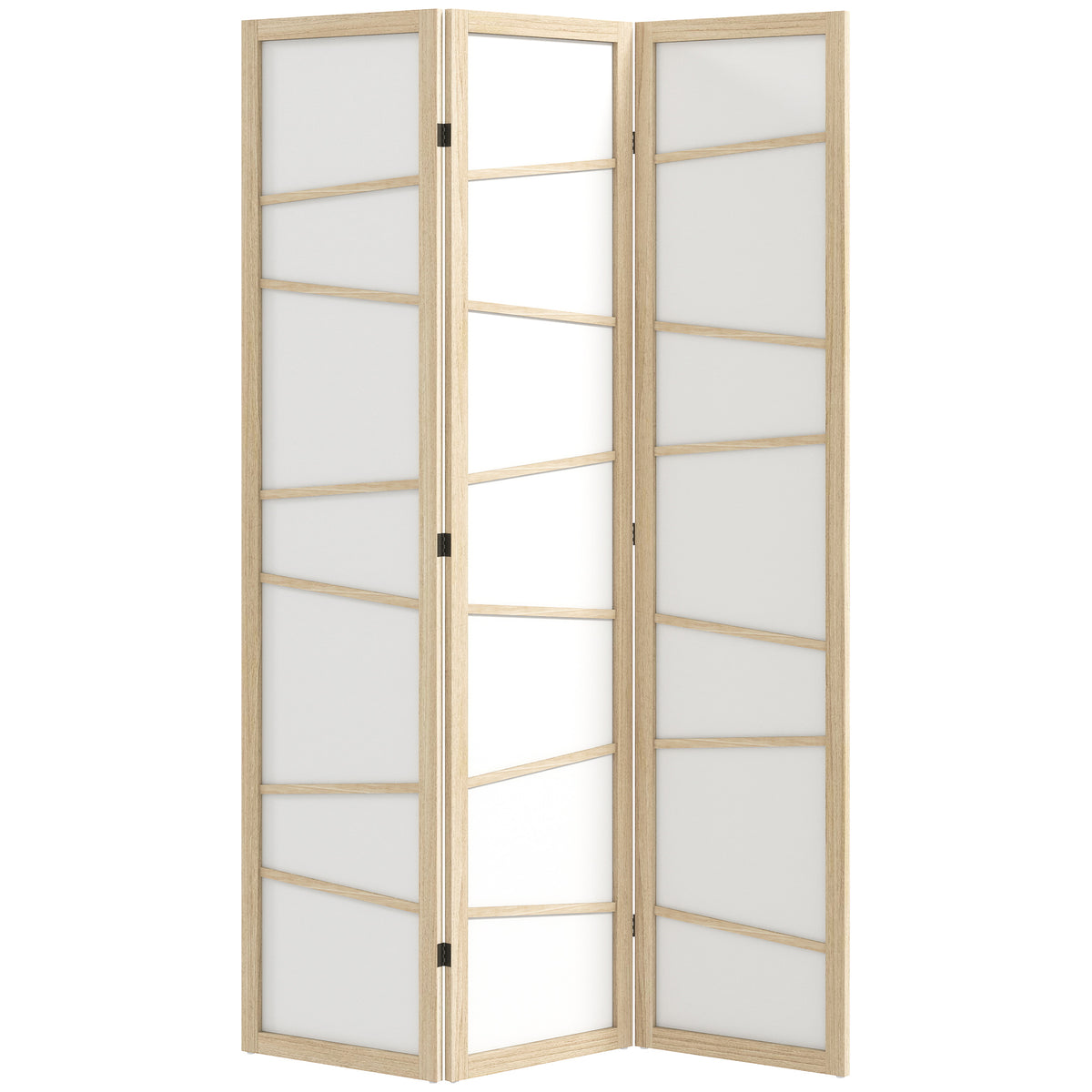 3-panel wooden room divider with rice paper panels