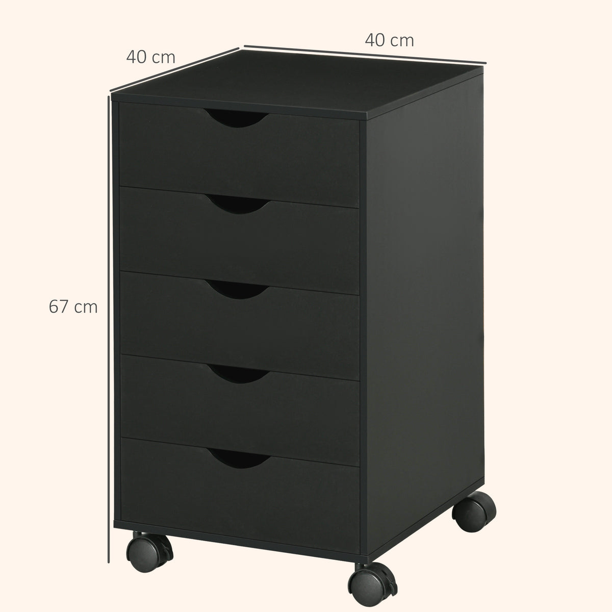 5-Drawer Mobile Filing Cabinet