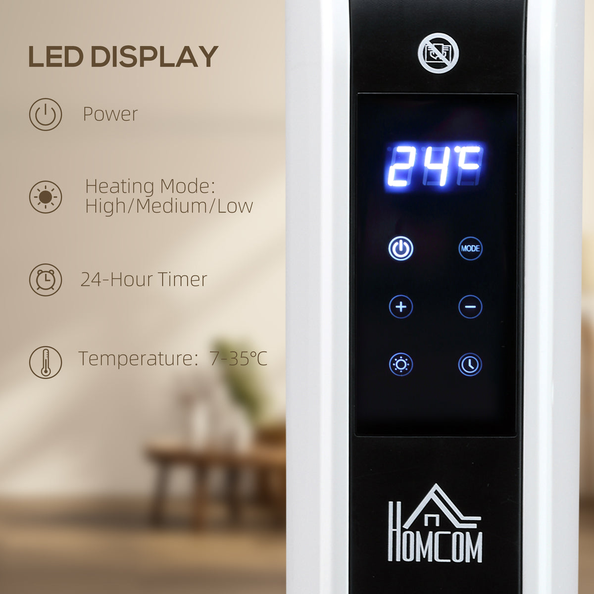 Slimline Electric Heater 2000W