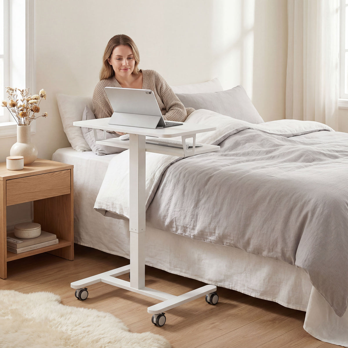 Mobile sit-stand desk white - view 7