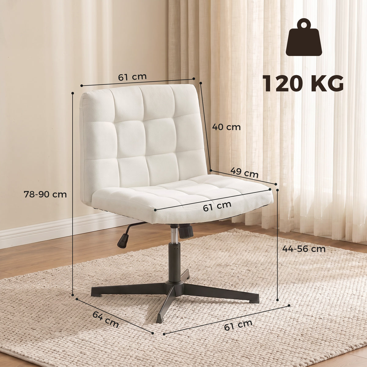 Criss-Cross Desk Chair on Wheels, Beige
