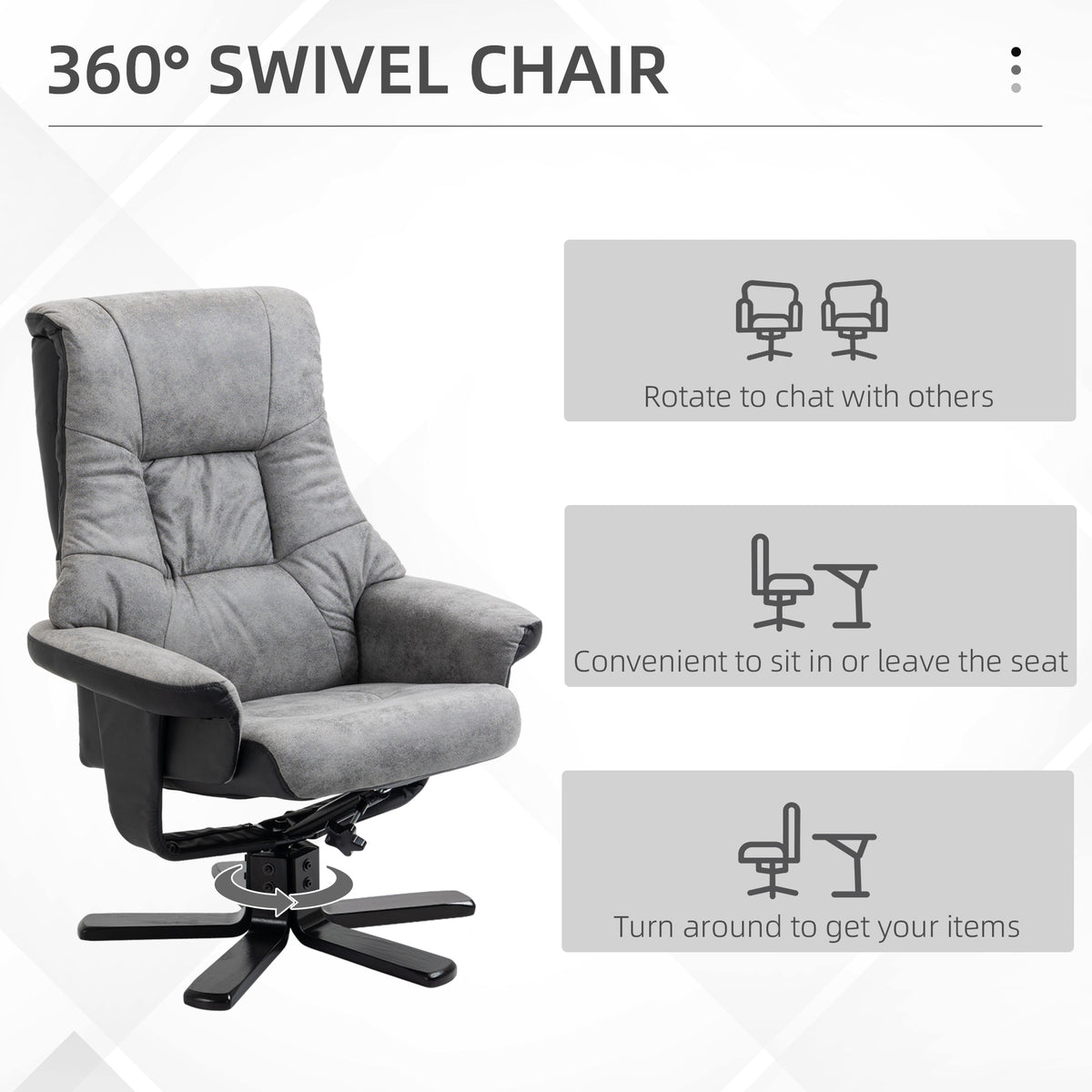 Swivel Recliner Armchair with Footrest