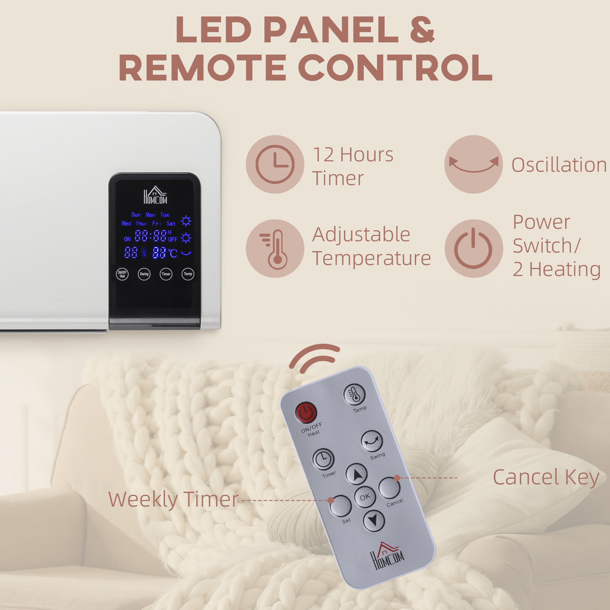 Wall-Mounted Fan Heater 2000W