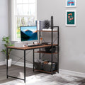Industrial desk with 3-shelf bookcase, 120cm, walnut effect, photo 1