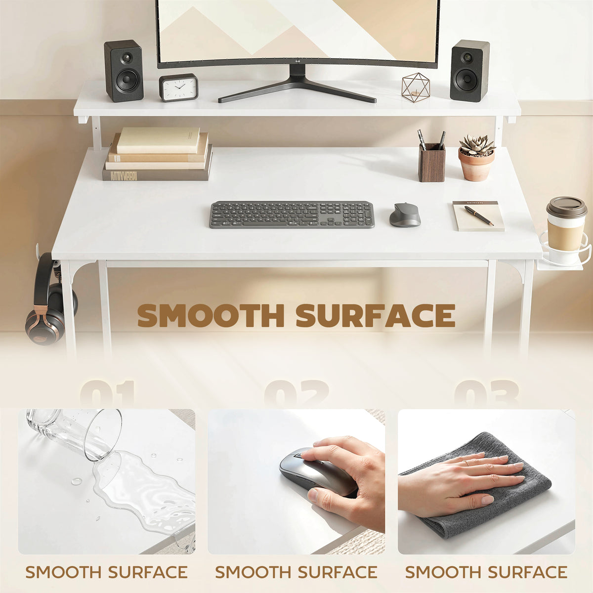 Compact Computer Desk with Shelf
