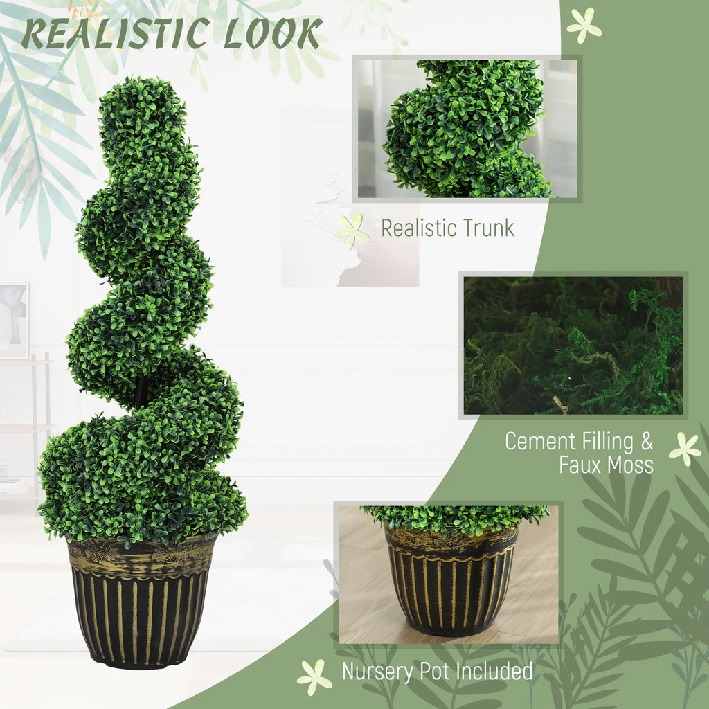 Artificial Spiral Boxwood Trees 90cm, Set of 2