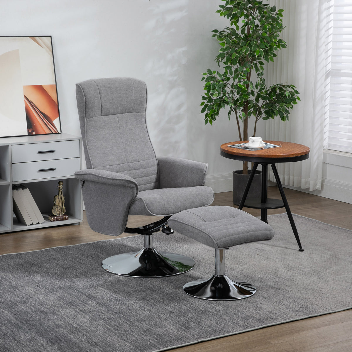 Velvet Swivel Recliner with Ottoman