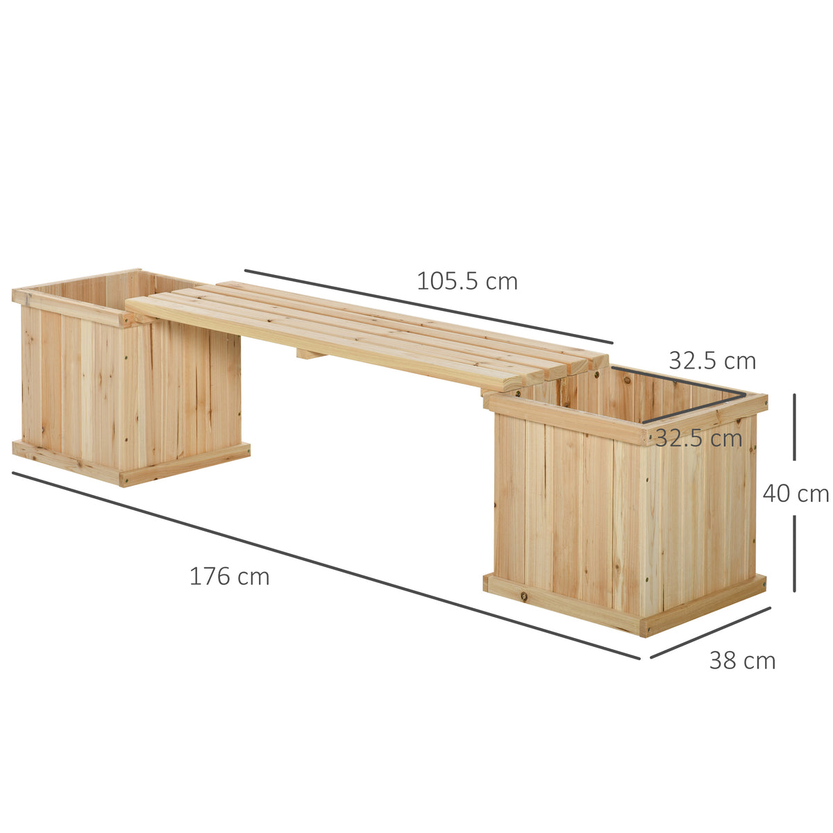 Garden Bench with 2 Planters