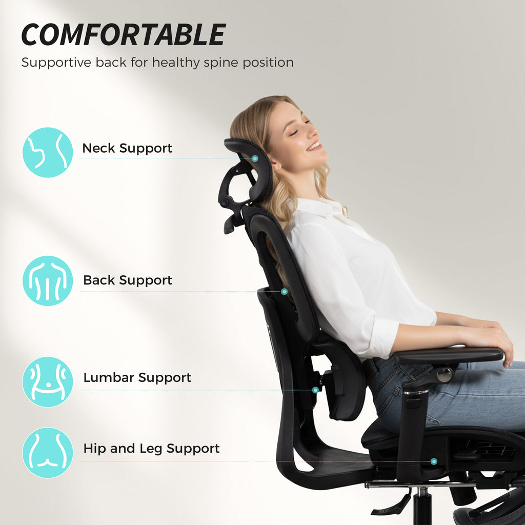 Black high-back fully adjustable ergonomic mesh office chair