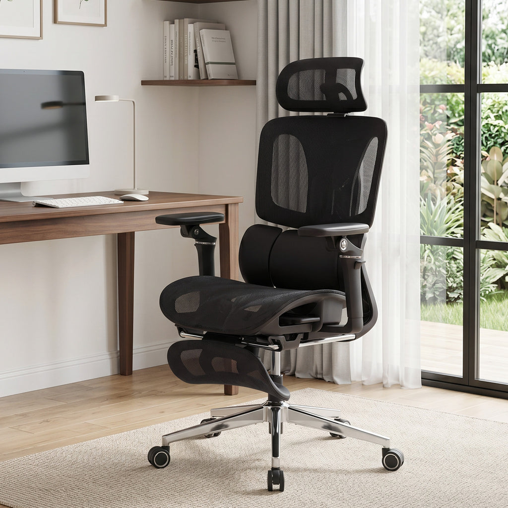 Black high-back fully adjustable ergonomic mesh office chair