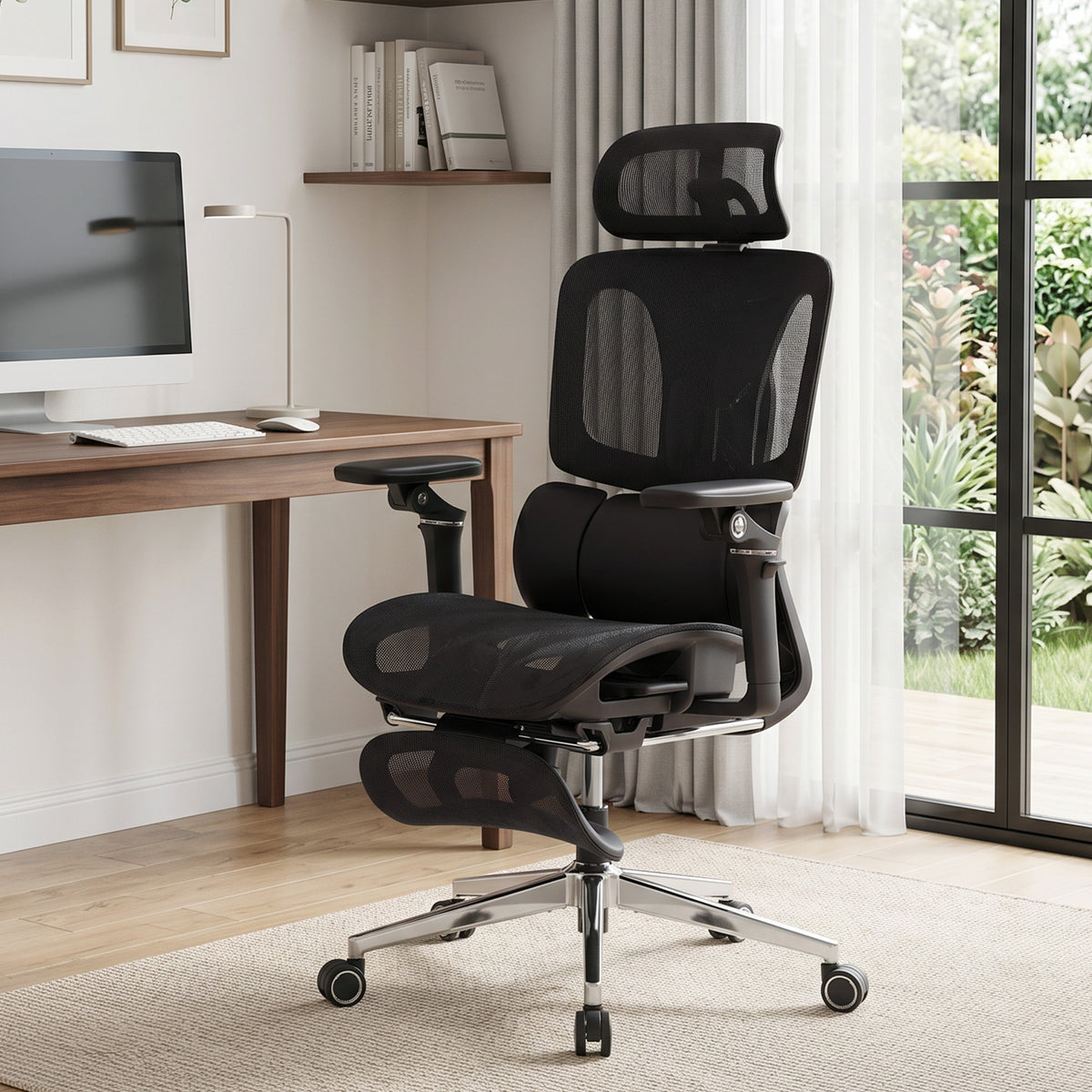 Black high-back fully adjustable ergonomic mesh office chair