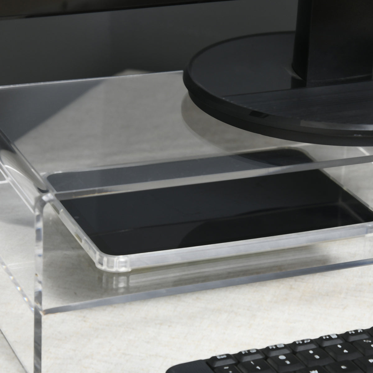 Clear Acrylic Monitor Stand with Keyboard Tray
