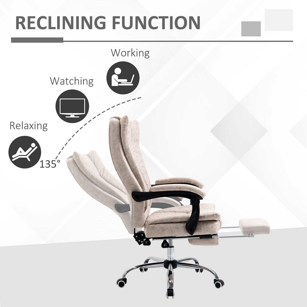 Reclining Microfibre Office Chair with Footrest