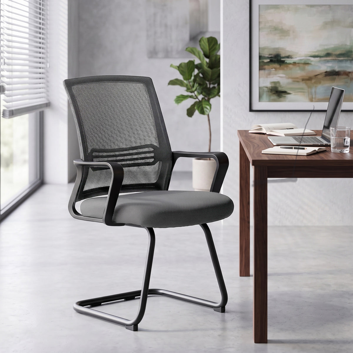 Mesh Desk Chair with Sled Base