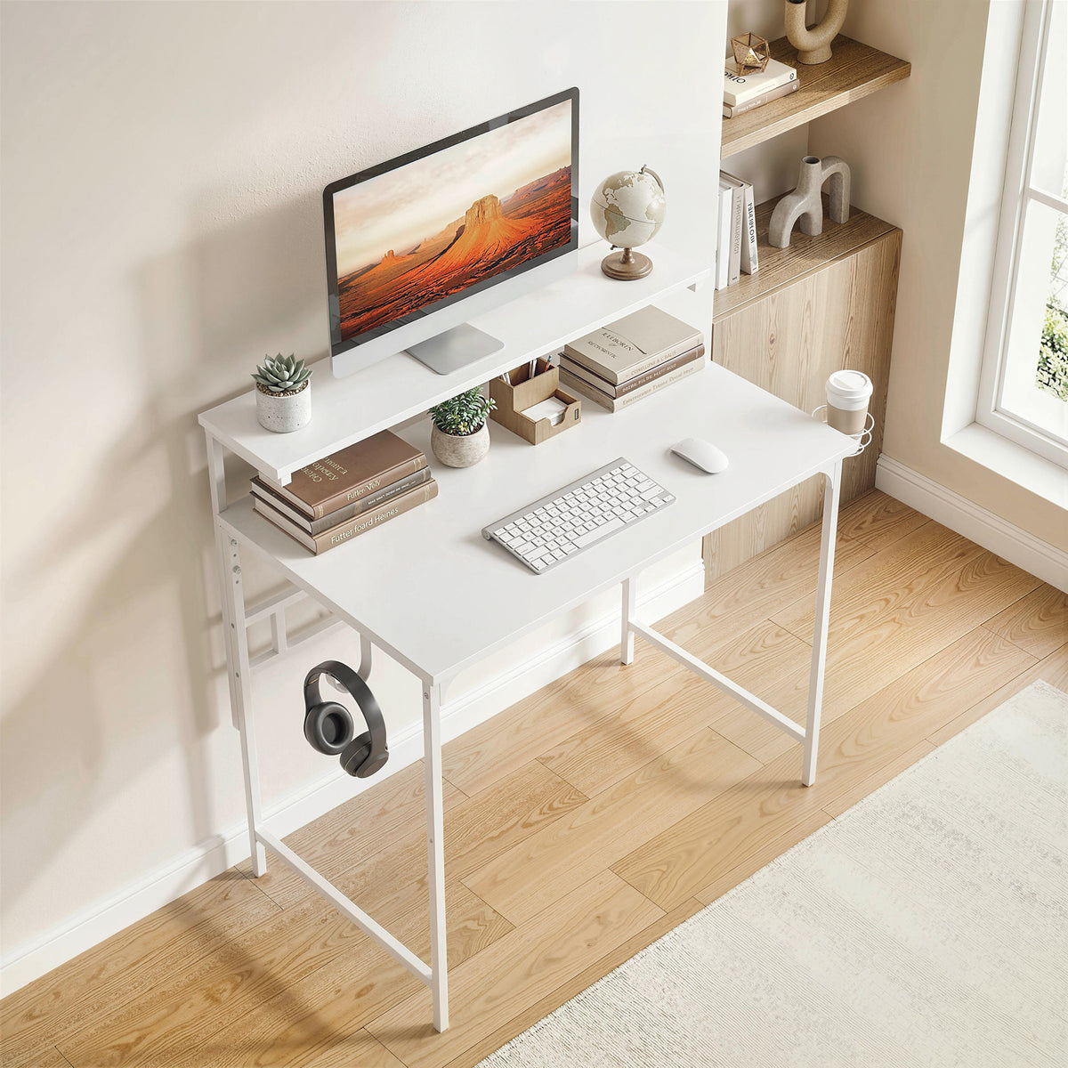 Compact Computer Desk with Shelf