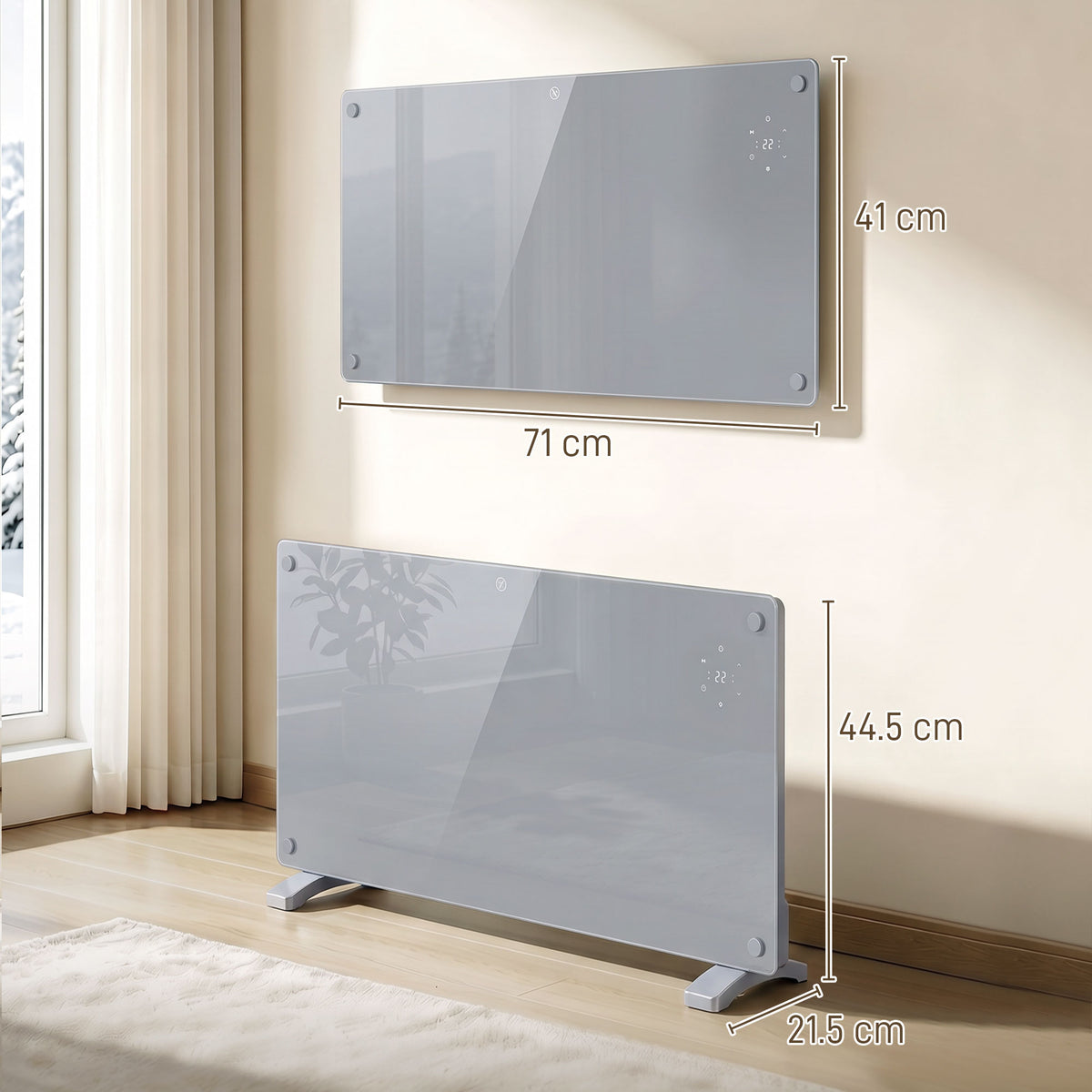 Grey Smart Panel Heater 1500W