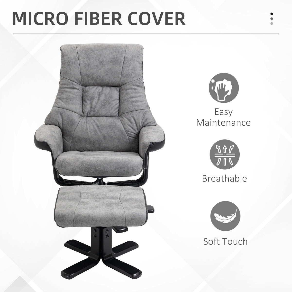 Swivel Recliner Armchair with Footrest