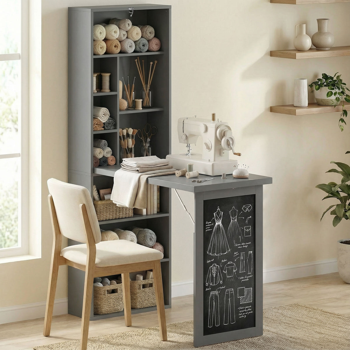 Fold-away bookcase desk, dark grey - view 4