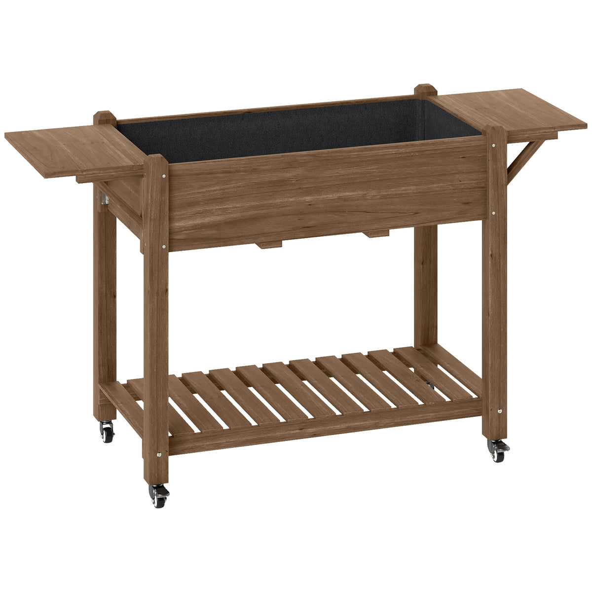 Raised Wooden Planter with Shelves