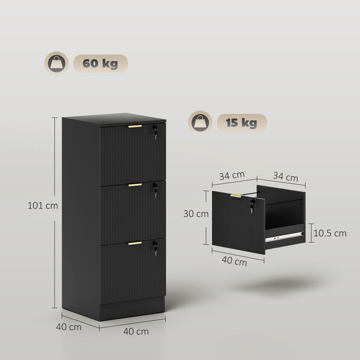 Fluted Filing Cabinet