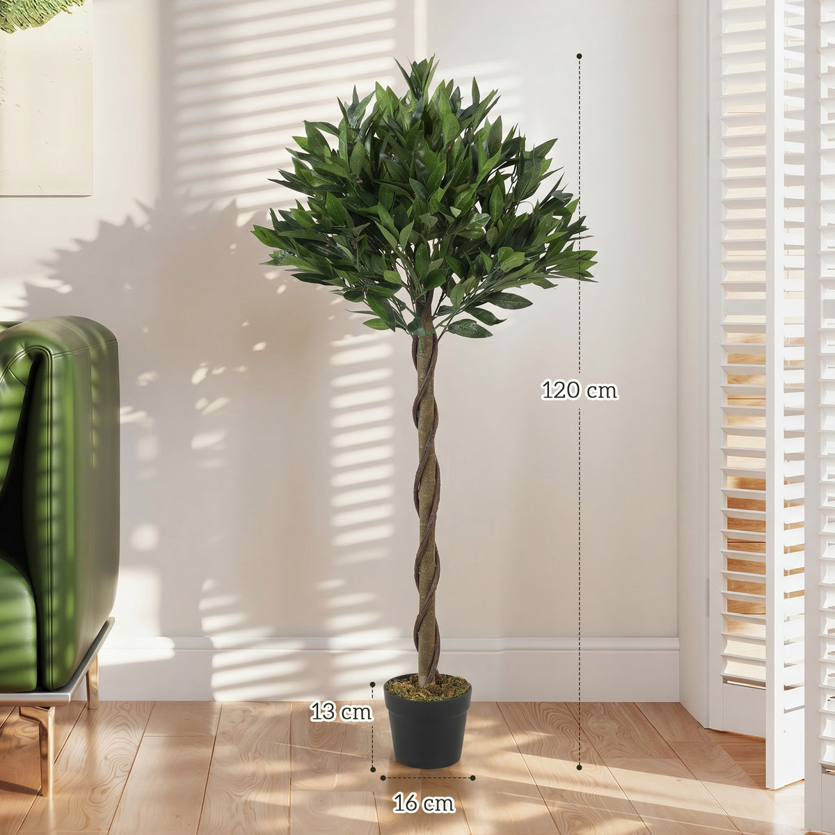 Artificial Bay Laurel Topiary Trees 120cm, Set of 2