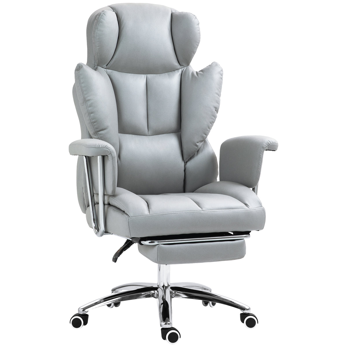 Reclining Office Chair with Footrest, Light Grey