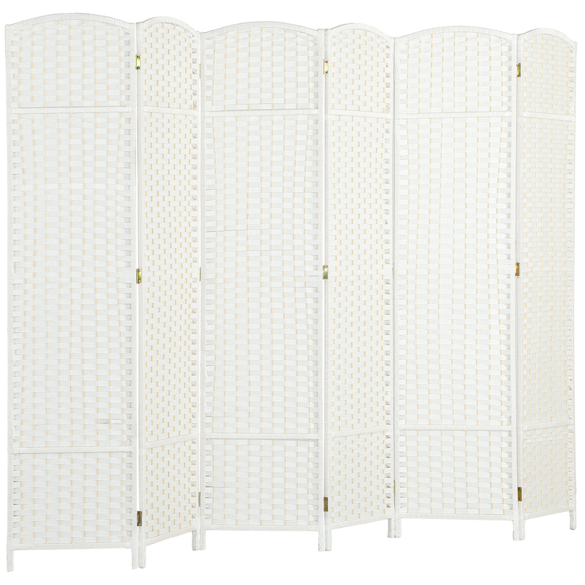 6-panel woven room divider with pine frame