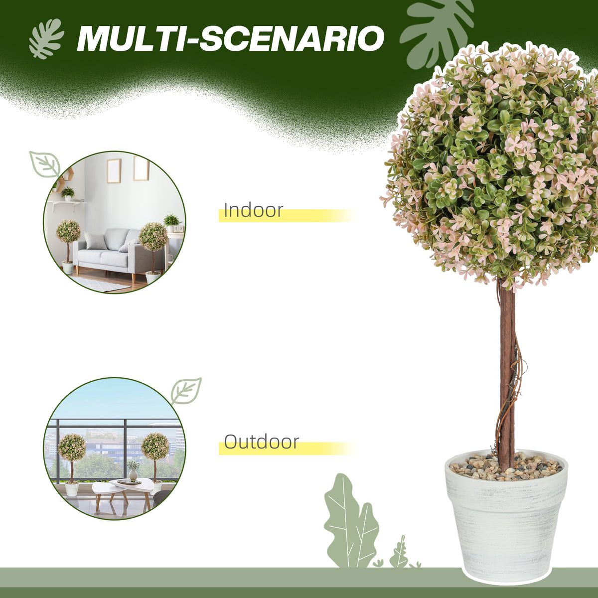 Artificial Murraya Flower Plants 60cm, Set of 2