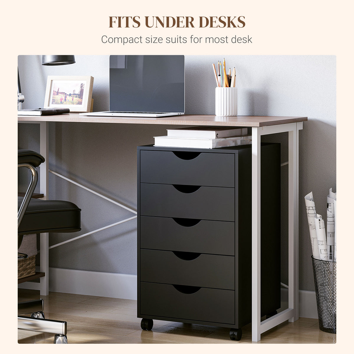 5-Drawer Mobile Filing Cabinet
